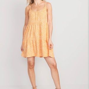 NWT Old Navy Braided-Strap Tiered Mini Swing Dress in Golden Aurora